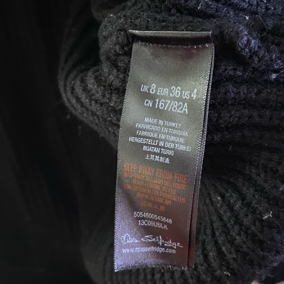 Women’s Miss Selfridge Black Swing Sleeve Open Front Cardigan Sweater Size US 4 - Picture 5 of 6